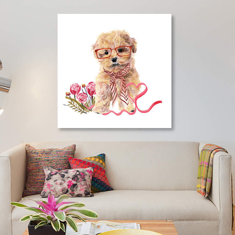 « valentine chiot ii », reproduction sur toile, H 12 po x l 12 po x P 0,75 po