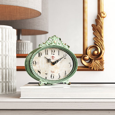 Decorative Antiqued Pewter Mantel Clock