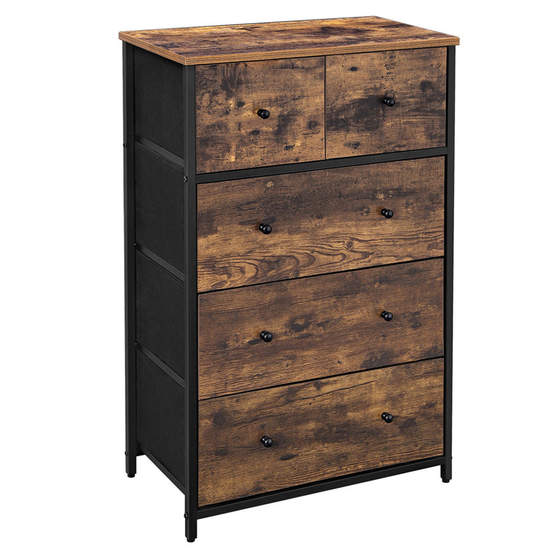 Commode 5 tiroirs Robbyn, Brun rustique