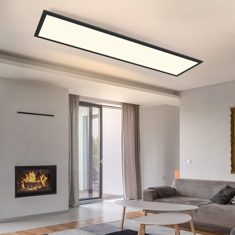 LED Ceiling Light Modern Dimmable Flat 48W Panel Kalgoorlie 120cm, Black