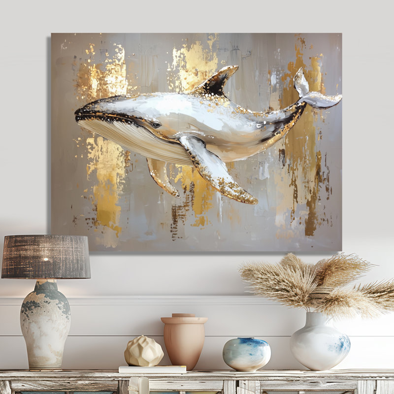 Whales Majestic Oceanic Majesty - impression de baleine, H 24 po x l 32 po, Toile tendue, Ne s’applique pas