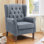 Button-Tufted Small Wingback Accent Chair with Rolled Arm and Thick Padded Cushion