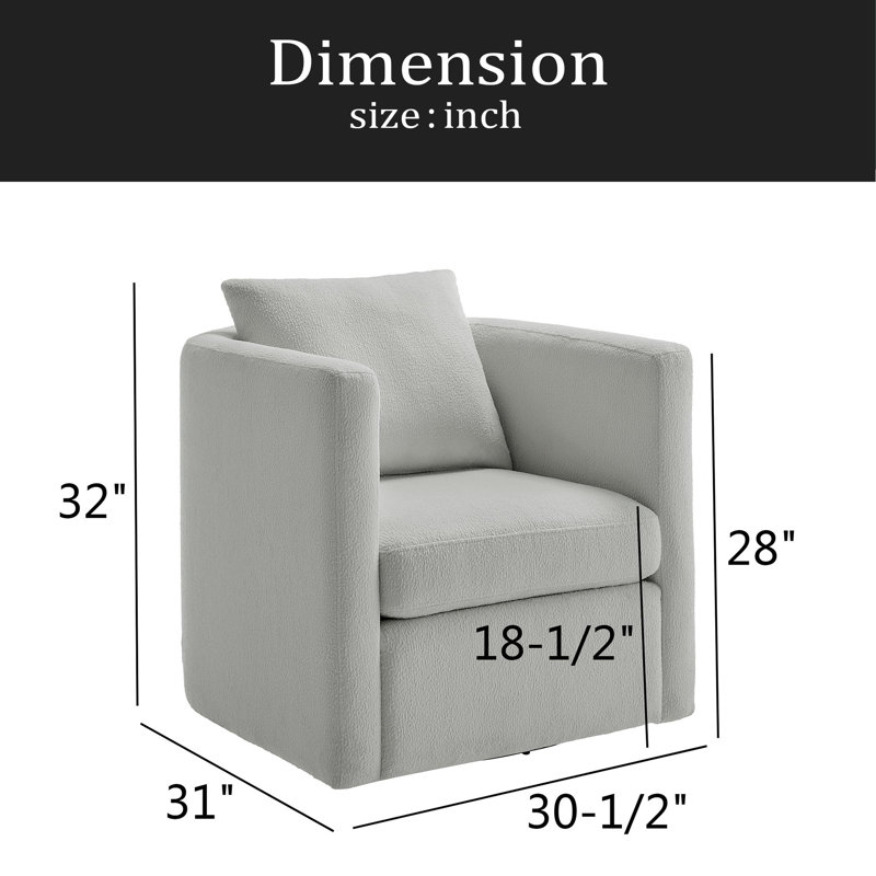 Fauteuil demi-tonneau pivotant, Gris clair