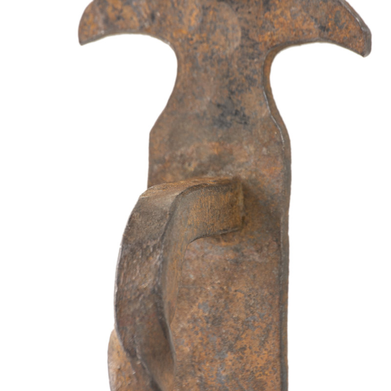 Hand-Forged Oxidized Wrought Iron Door Handle, 8"