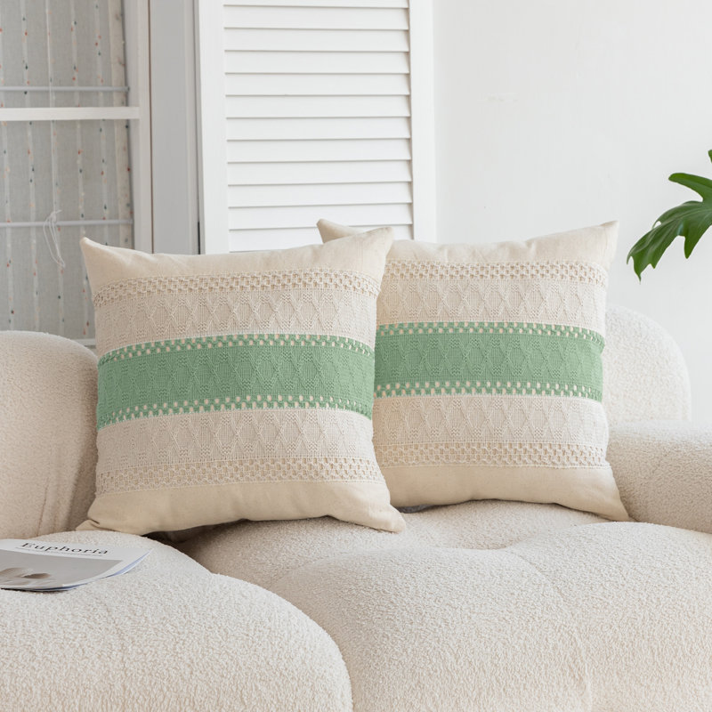 Housse de coussin Barossa, Vert sauge, Carré 18 po