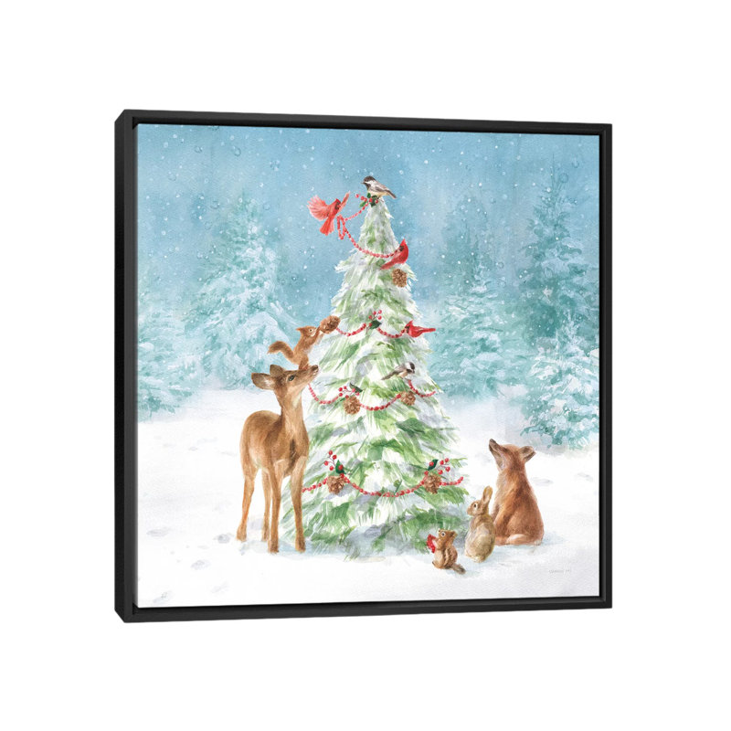 «Woodland Celebration II» par Danhui Nai - reproduction d'art, H 26 po x l 26 po x P 1,5 po, Toile avec cadre noir