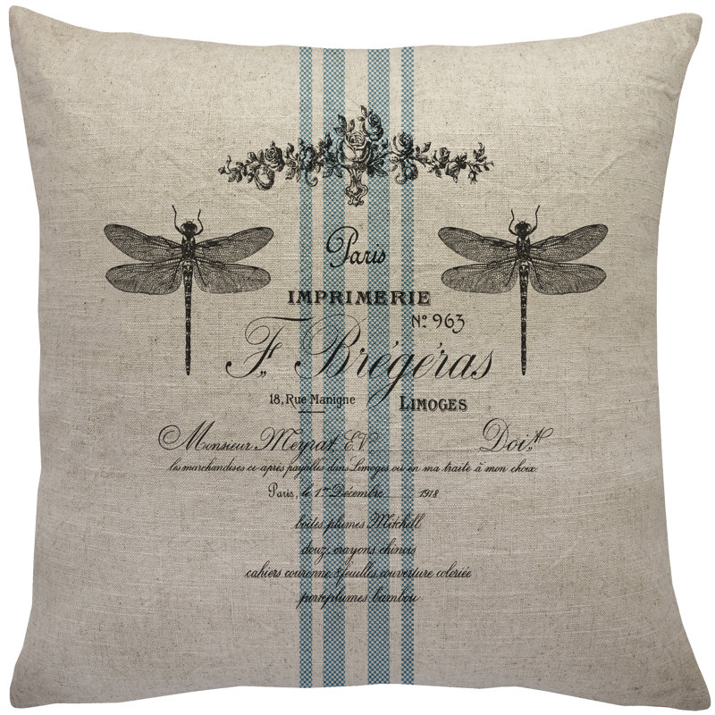 Dragonfly Linen Throw Pillow