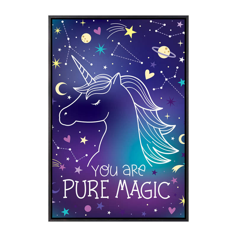 «Everyday Stay Magical I» par Ilis Aviles, reproduction d'art textuel, Toile avec cadre noir patiné, Pas de tapis