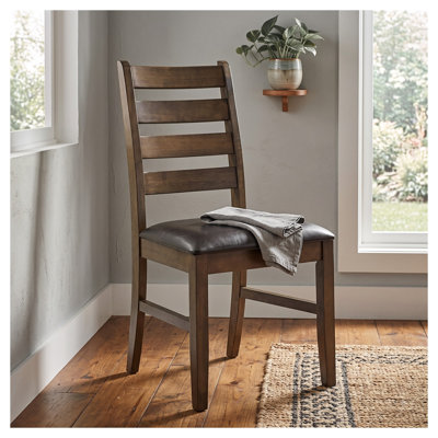 Chaise d'appoint Elly brun et noyer avec dossier échelle (ensemble de 2)