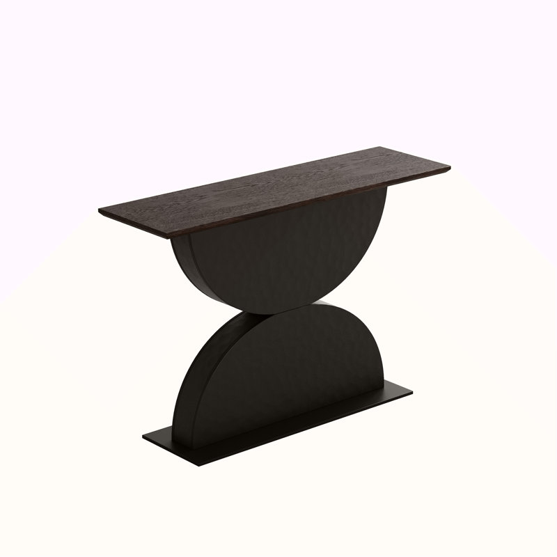 Semi-circles Console Table With Led Light And 3d Hammer-shaped Texture