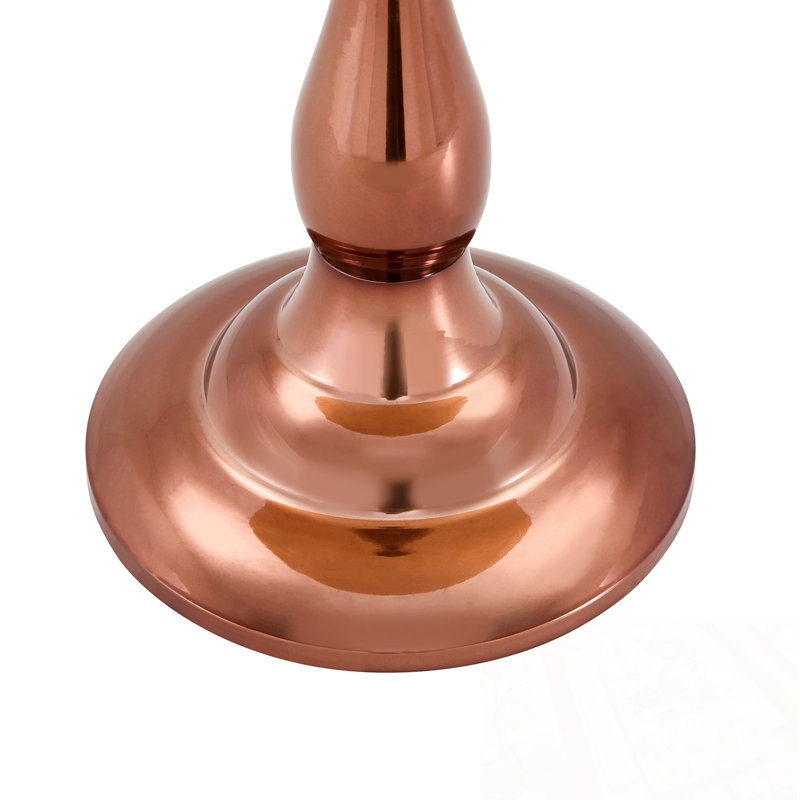 Petite table d'appoint en métal avec plateau en verre, Or rose