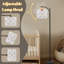  Lampe sur pied à arc avec bordure en satin sans couture et arcs en soie bleue haute répétée Lampe sur pied moderne en lin réglable à 3 couleurs