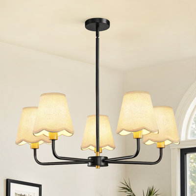 5-Light Modern Dimmable Chandelier With Fabric Shades