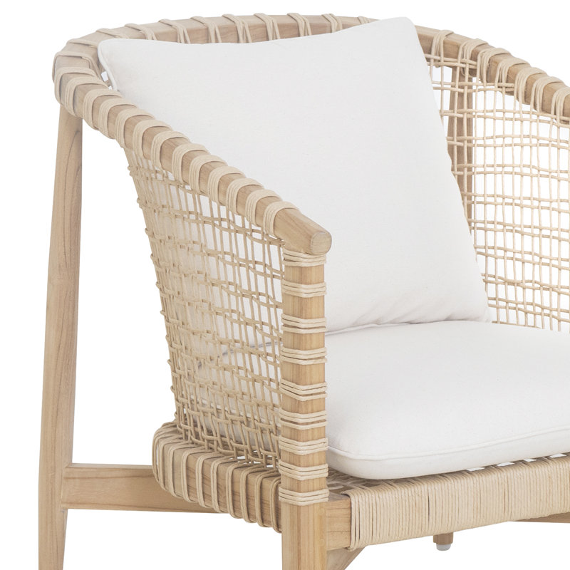 Chaise de patio en teck Izel, Blanc, Naturel