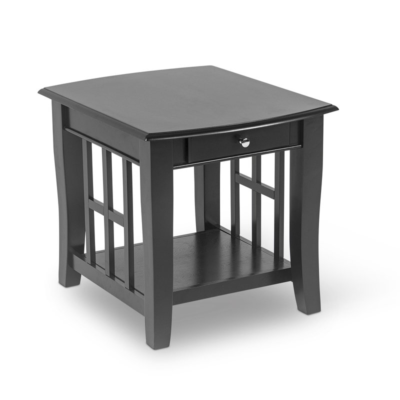 Style classique avec finition ébène - Tables d'appoint abordables - Tablettes inférieures, extrémités en treillis élégantes