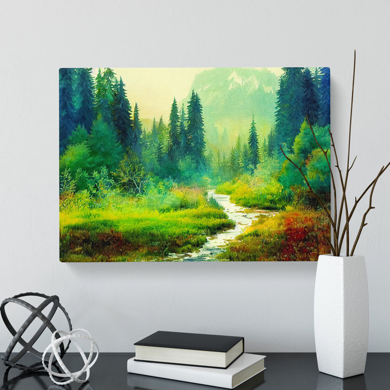 Summer Forest Watercolour Vol.2 - Wrapped Canvas, 40cm H x 60cm W x 3cm D