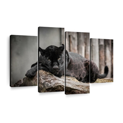 " Lounging Black Panther Wall Art Multi Piece Canvas Print " 4 - Pieces
