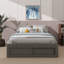 Lit plateforme grand format avec quatre tiroirs et rangement au pied de lit, sans tête de lit-924585820