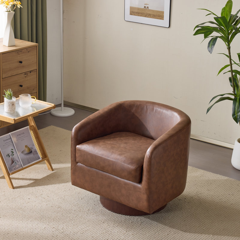 Fauteuil d'appoint pivotant brun Pu