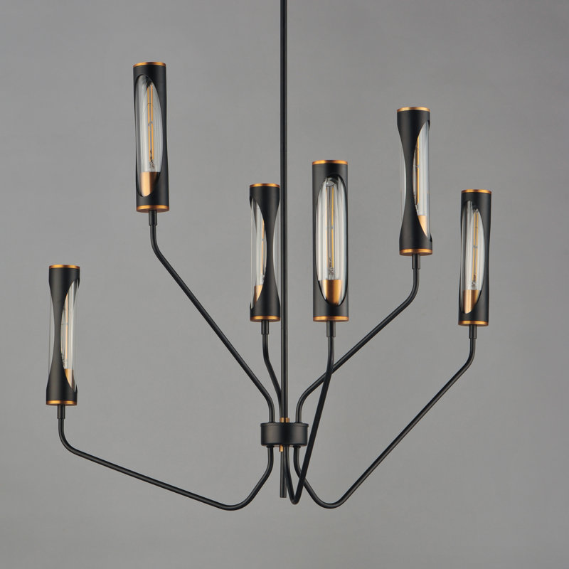 Regent-Multi-Tier Chandelier, Black/Antique Brass