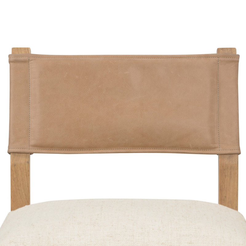 Side Chair in Charcoal, Polyester/Leather Winchester Beige, Natural