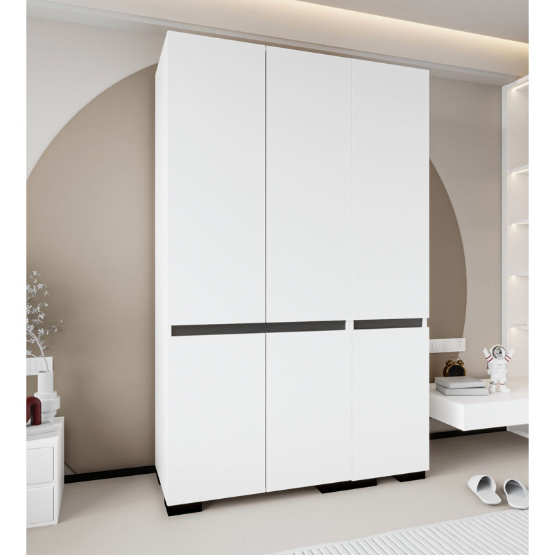 Armoire moderne avec tablettes, blanc et anthracite, 53,1 po x 82,7 po x 20,5 po | Panneau de particules 100% mélaminé, pieds en plastique | Solution de rangement murale, durable et élégante pour la maison et le bureau