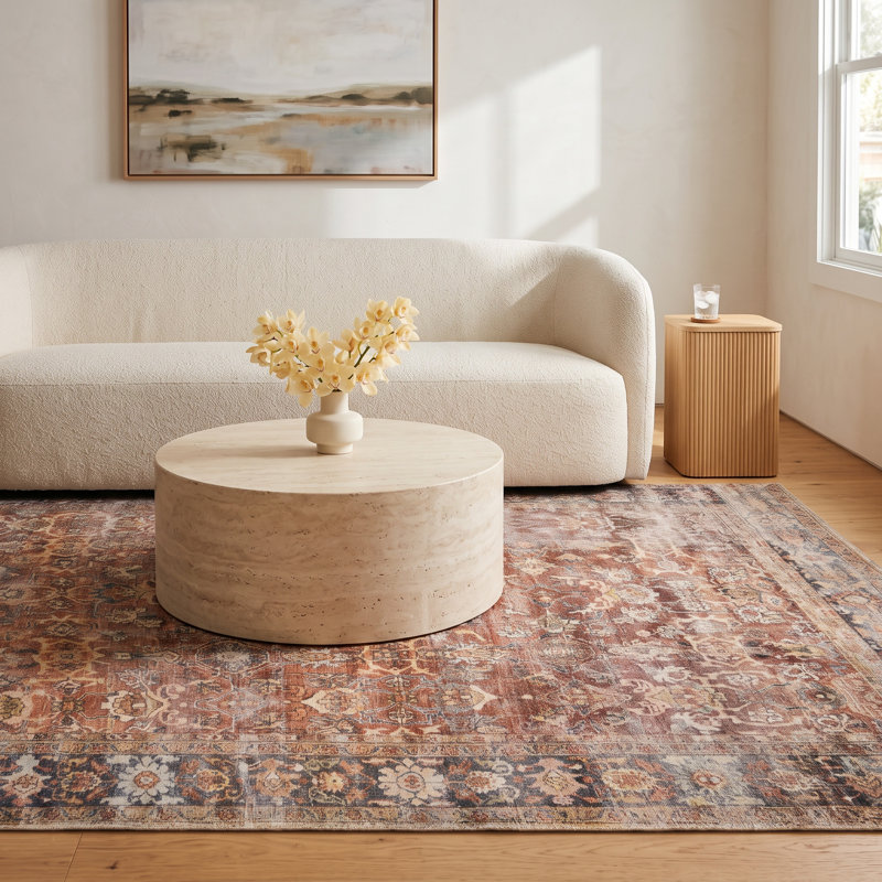 Portman Oriental Spice/Orange/Marine Blue Area Rug, Rectangle 9' x 12'