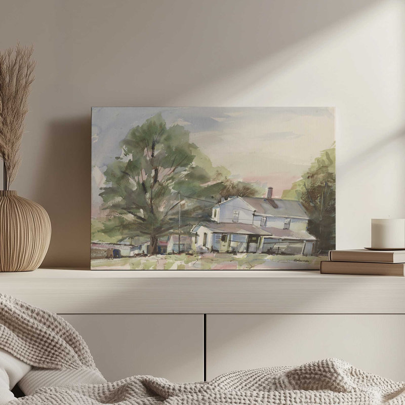 «Connecticut Farm House» par Stephen Calcasola, reproduction d'art sur toile, H 24 po x l 32 po