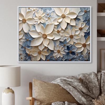 Fleurs de poinsettias sur papier beige sur fond bleu fantaisiste