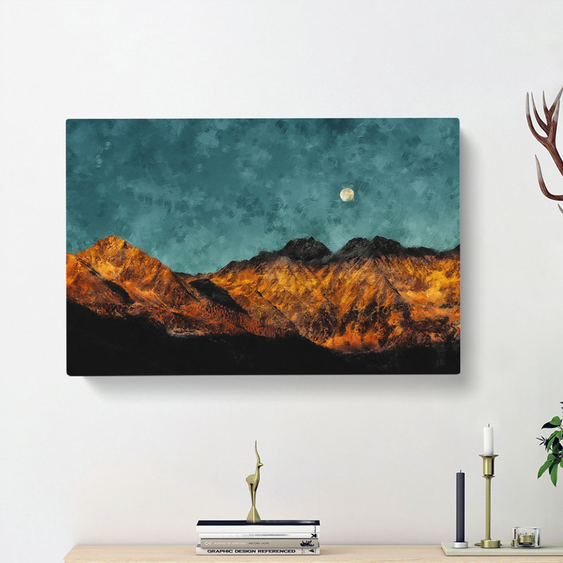 Moon Over South Tyrol In Italy - Wrapped Canvas Painting, 50cm H x 76cm W x 3cm D