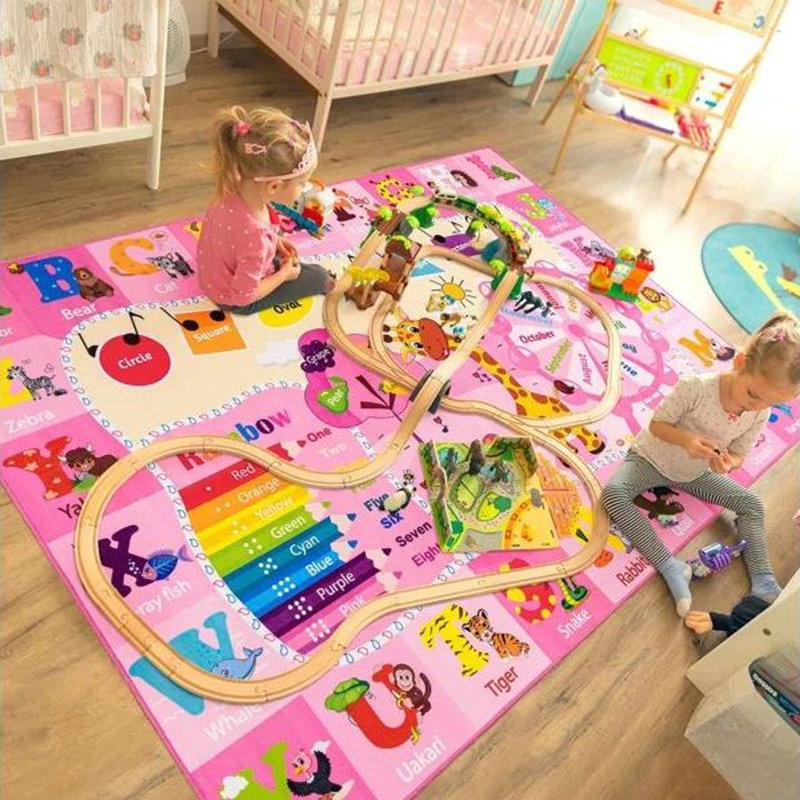 Tapis pour enfants avec motifs d'animaux ABC, Rectangle 6 pi x 9 pi