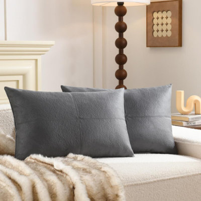 Housse de coussin décoratif en similicuir doux texturé avec (ensemble de 2)