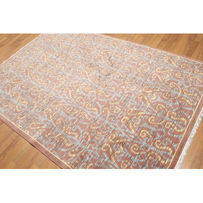 Tapis brun/bleu en laine rouille Dimattia
