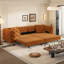 Canapé-lit 97,7 po convertible 3-en-1 capitonné à 4 boutons avec repose-pieds mobile orange-715042148