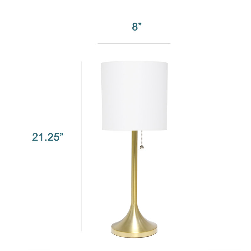 Lampe de table conique moderne Everlly, dorée. Abat-jour blanc neige, 54 cm de hauteur.