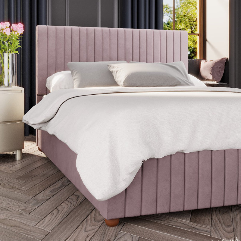 Upholstered Ottoman Bed, Blush, Small Double (4')