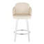 Tabouret de comptoir à hauteur fixe avec pivot en bois blanc et similicuir avec repose-pieds rond chromé - ensemble de 2-537095723
