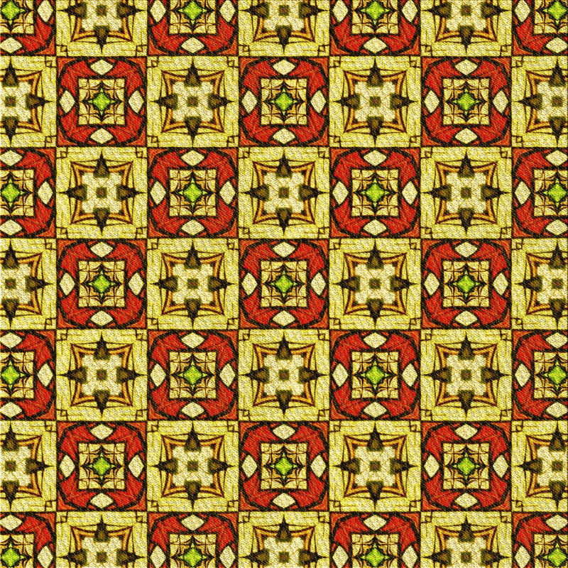 Tapis jaune en laine géométrique, Carré 5 pi