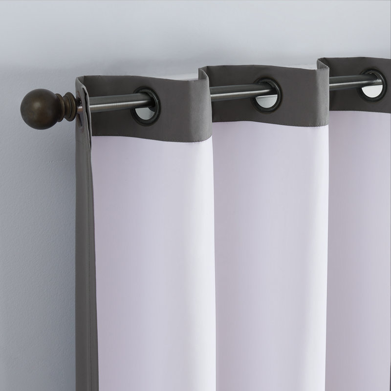 Microfiber Blackout Grommet Curtains, Solid Thermaback Window Curtains, 42" W x 84" L, Smoke 
