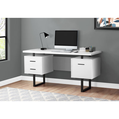 Computer Desk, Home Office, Laptop, Left, Right Set-Up, Storage Drawers, 60"L, Work, Laminate Metal, Contemporary, Modern