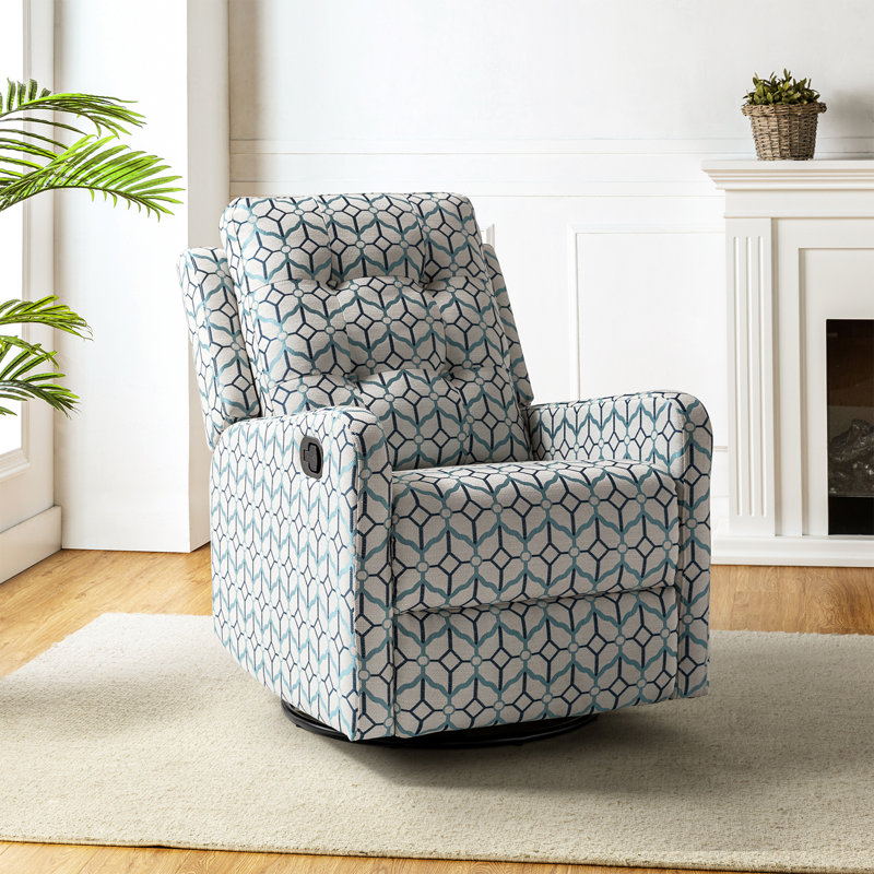 Fauteuil inclinable à bascule manuel pivotant 26 po 7 po Prescot, 100 % polyester ivoire