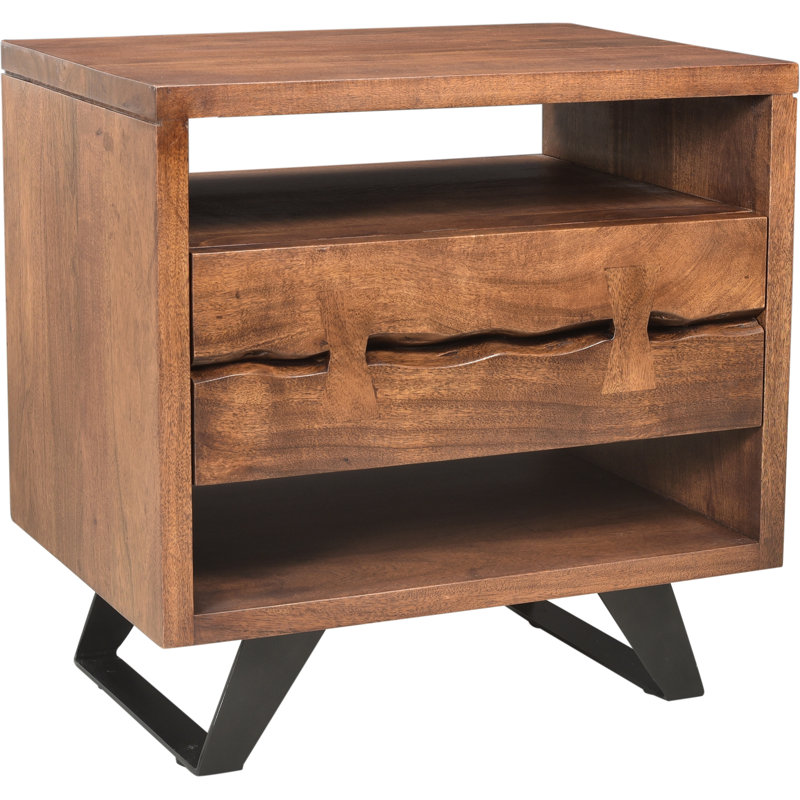 Madagascar 1 - Drawer Solid Wood Nightstand, Brown