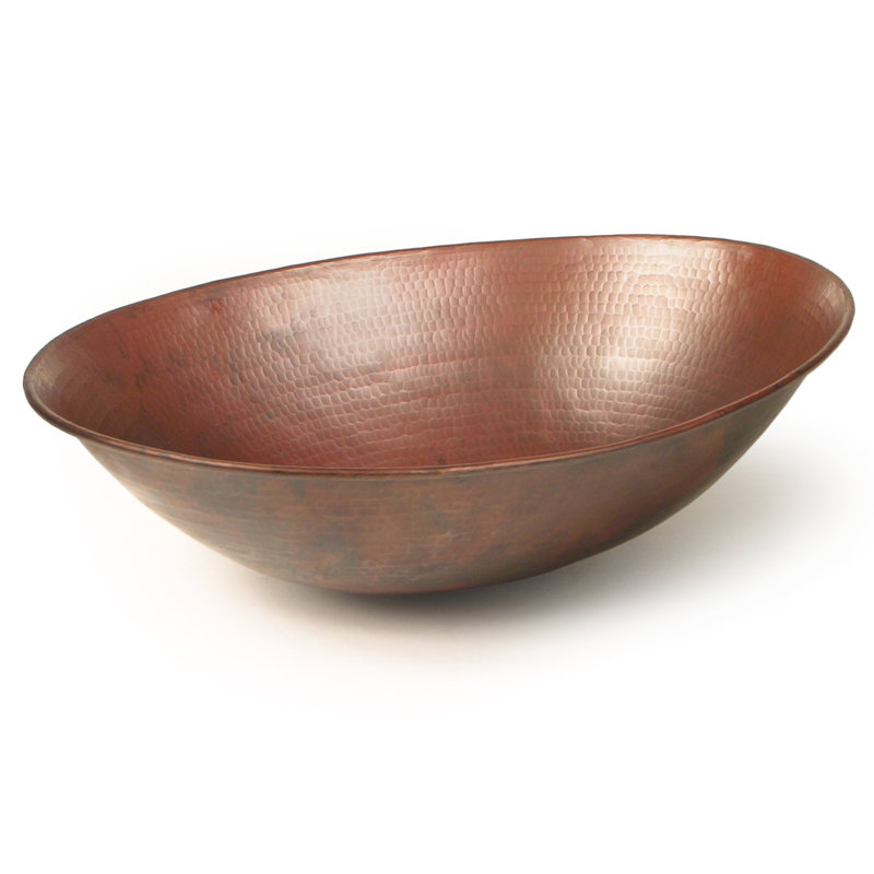D'Vontz 13'' Copper Oval Bathroom Sink, Matte Nickel