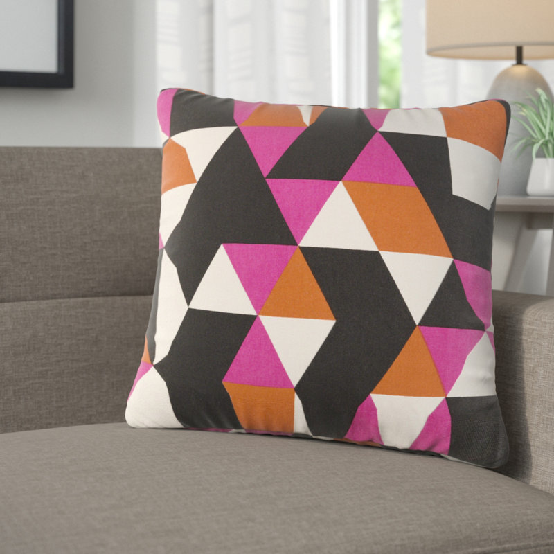Trudy Geometric Blue and Yellow Cotton Throw Pillow Set