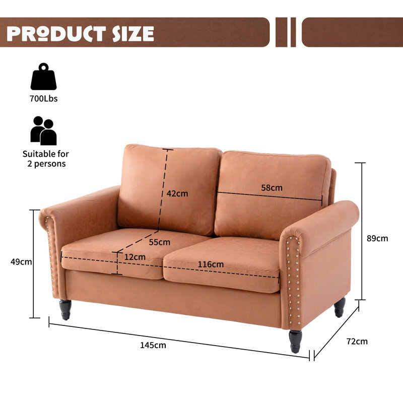 2 Seater Faux Leather Loveseat