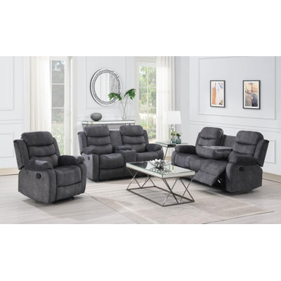 Upholstered Home Theater Seating with Cup Holder