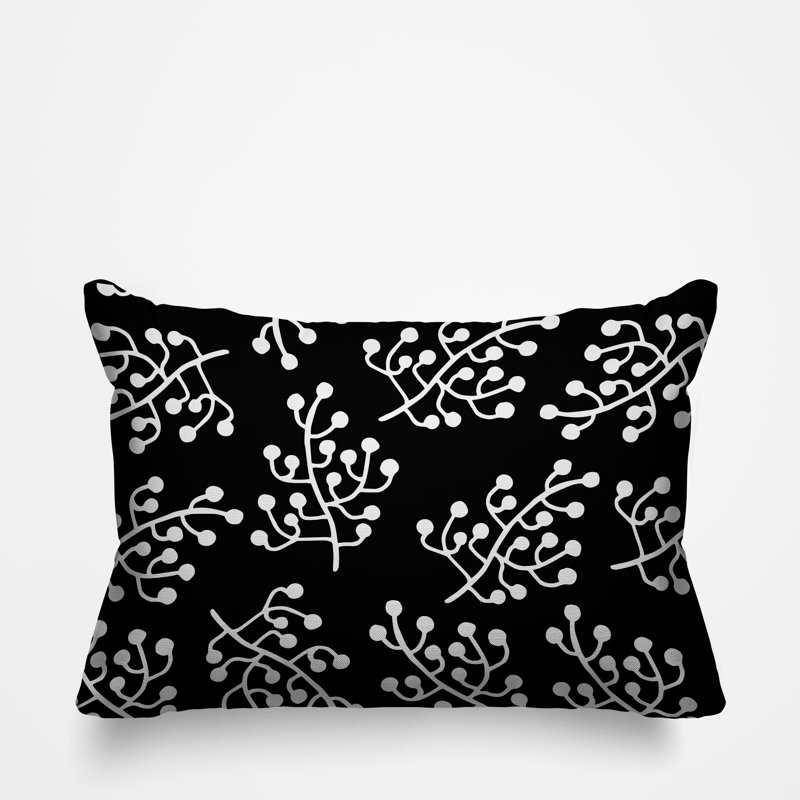 Bia Outdoor Reversible Throw Pillow, Black, 14" x 20", Rectangular