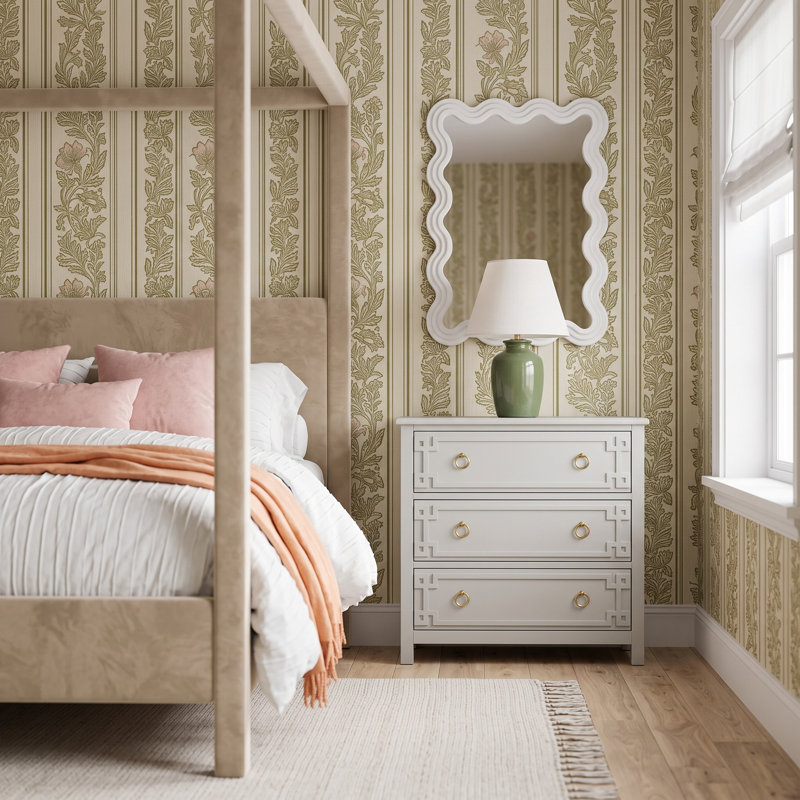 31.5" W Modern 3 Drawer Dresser with Gold Pulls