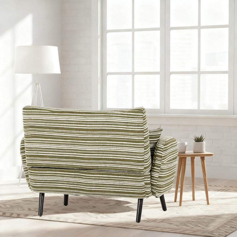 Fauteuil d'appoint rembourré Mid-Century, Vert olive