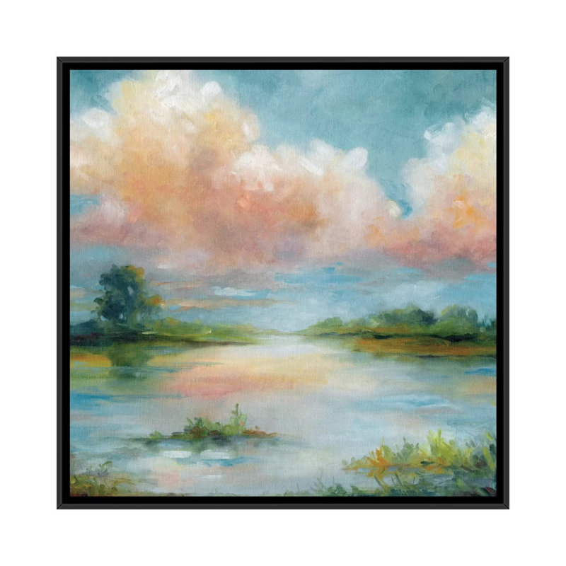 " Quiet Spring " by Carol Robinson, 18" H x 18" W x 1.5" D, Black Framed Canvas, No Mat